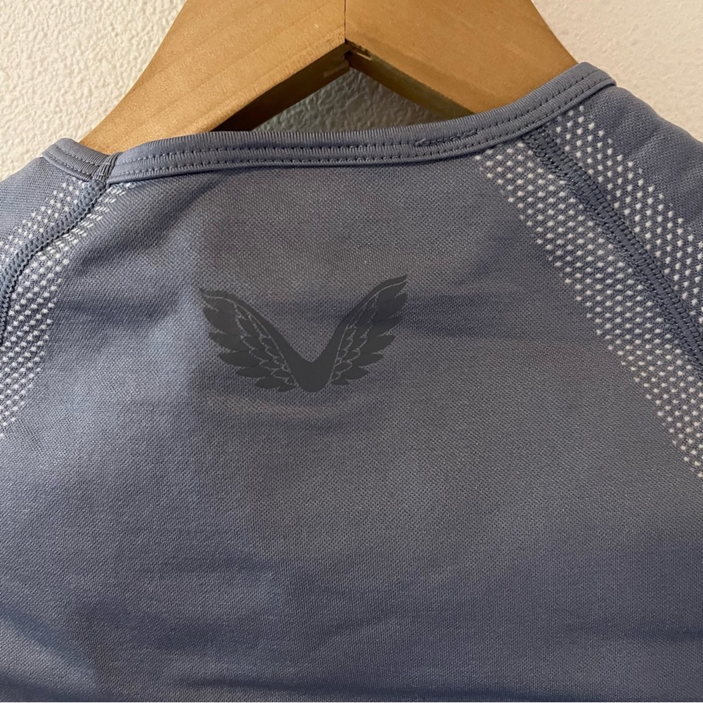 Castore Seamless Short Raglan Sleeve Crew Tee Print Blue Fitted Quick Dry-XS - Picture 7 of 9